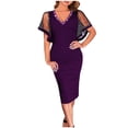 thumbnail image 1 of Womens Casual Solid Lace Short Sleeve Hot Drilling V Neck Slimming Party Dress Summer Boho Floral Formal Sundresses Wedding Guest Prom Bodycon Cocktail Dresses A68-30647, 1 of 6