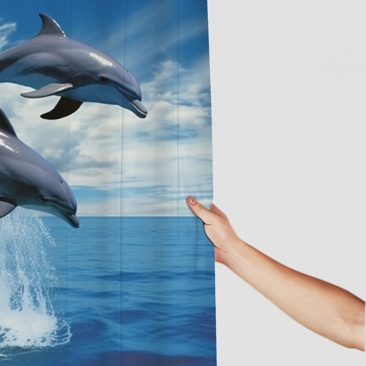 PRATYUS Dolphins Ocean Rayonism Printed Shower Curtain Decor 100% Polyester Chic Modern Bathroom Decor with Hooks Home Bathtubs Bathroom Curtain Decoration 69x72