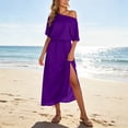 thumbnail image 6 of Iyufng Long Dresses for Women Fitted Waist Off-The-Shoulder Dress Slit Dress Summer Beach Long Dress, 6 of 9