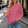 thumbnail image 6 of Yertdoel Women's Sweaters Solid Asymmetric Lapel Long Sleeve Knit Sweater Daily Stylish Casual Cozy Warm Pullover Tops, 6 of 6