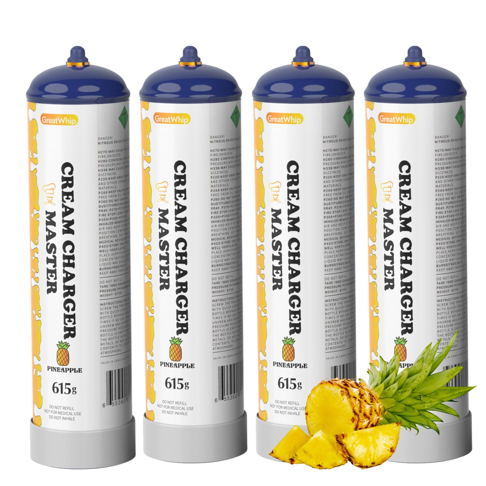 GreatWhip Pineapple Flavor Nitrous Oxide Cartridges 615g N2O Whipped