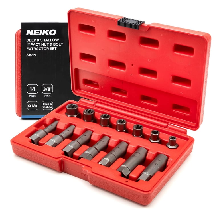 NEIKO 04207A Impact Nut & Bolt Extractor Set, 14 Piece Lug Nut