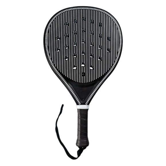 Equipo de pádel con agujeros distribuidos uniformemente. Accesorio profesional y resistente para hombres, mujeres, principiantes, adultos y niños. Negro
