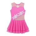 thumbnail image 3 of inhzoy Kids Girls Sleeveless Mesh Spliced Ice Figure Roller Skating Dress Hot Pink 14, 3 of 8