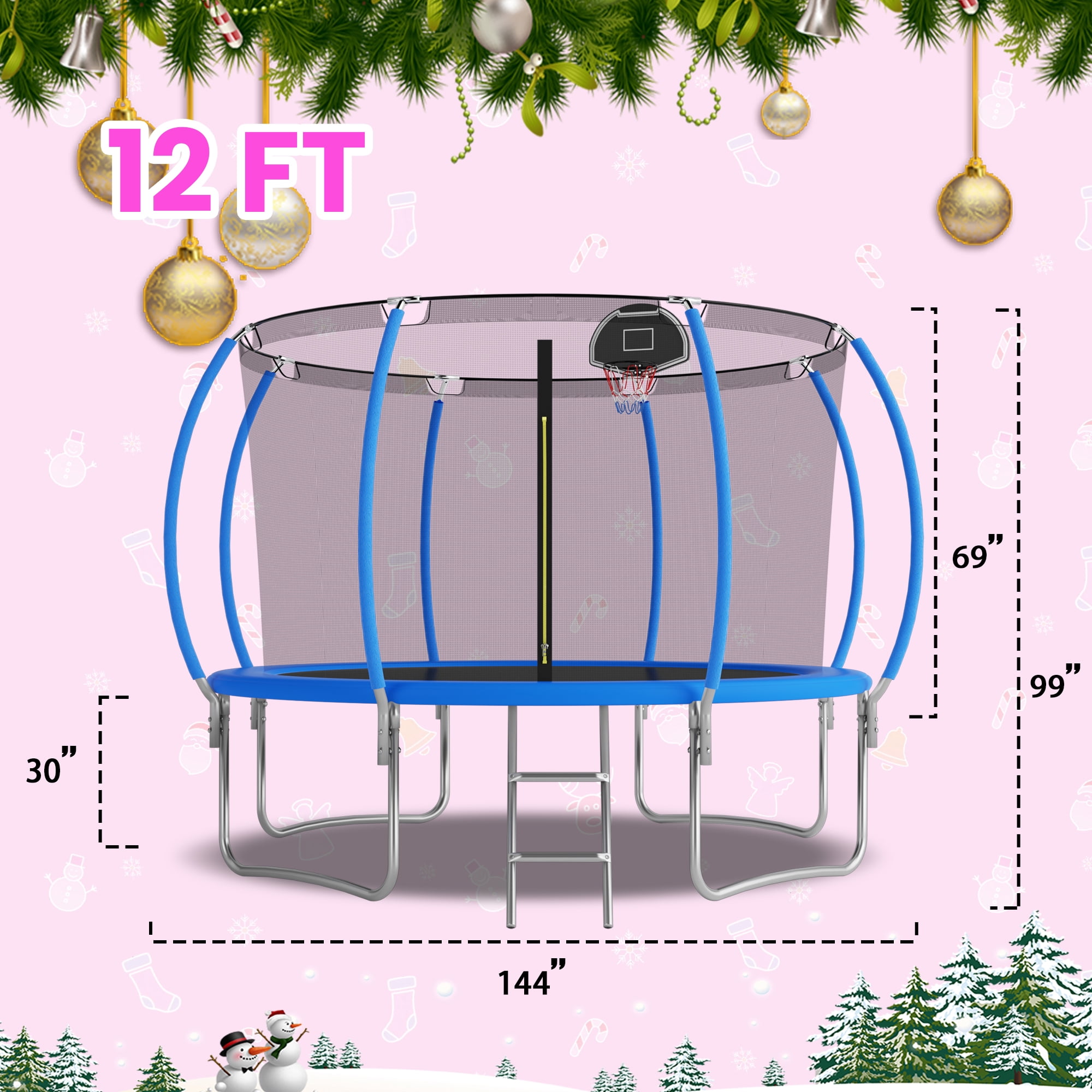 Shengchao Trade 1200LBS 12ft Heavy Duty Outdoor Trampoline for 3-5 Kids and Adults,Backyard Trampoline with Enclosure Net and Ladder, Jumping Trampoline Capacity for Boys and Girls Birthday Gift