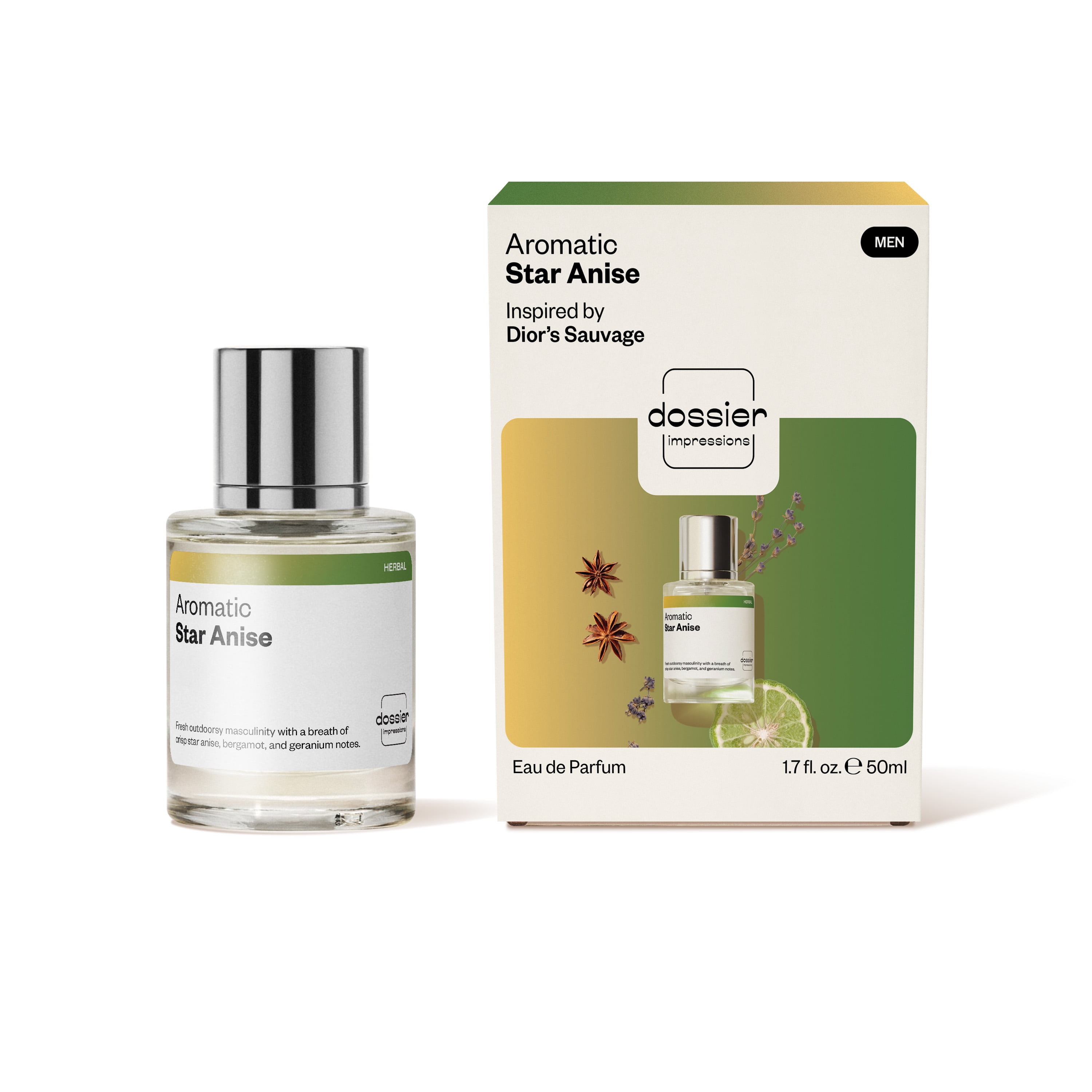 Dossier Aromatic Star Anise Eau De Toilette, Inspired by Dior's Sauvage, Cologne for Men, 1.7 oz