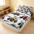 thumbnail image 3 of Erosebridal Monster Truck Zipper Twin Comforter Sets with Fitted Sheet and 2 Pillowcases, Checkered Flag Zipper Bedding Set, Light Gray, Reversible, 3 of 7