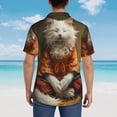 thumbnail image 4 of Balery Haystack Meditating Cat Camisas hawaianas de manga corta para hombre, camisas playeras de corte holgado, camisas de vacaciones con botones,Small, 4 of 7