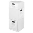 thumbnail image 3 of Niche Cubo Storage Organizer Open Bookshelf Set- 2 Full Cubes/1 Half Cube with Foldable Storage Bins- White Wood Grain/White, 3 of 8