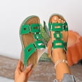 thumbnail image 3 of Rokment Orthopedic Wedge Dress Sandals for Women Trendy Casual Hollow out Leather Peep Toe Arch Support Platform Slip on Beach Summer Comfortable High Heels Slides Walking Shoes Green Size 7, 3 of 9
