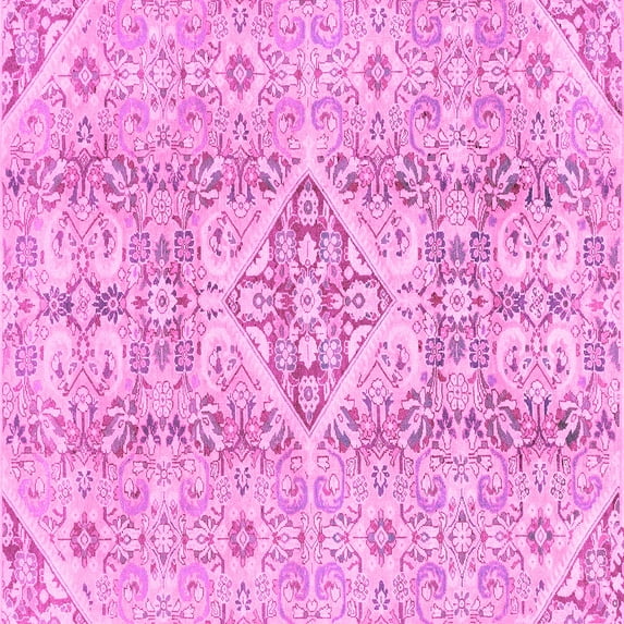 Ahgly Company Indoor Square Abstract Pink Modern Area Rugs, 7' Square