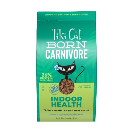 Tiki Cat Born Carnivore Indoor Health Dry Cat Food Trout & Menhaden Fish Meal 3 lbs. Bag