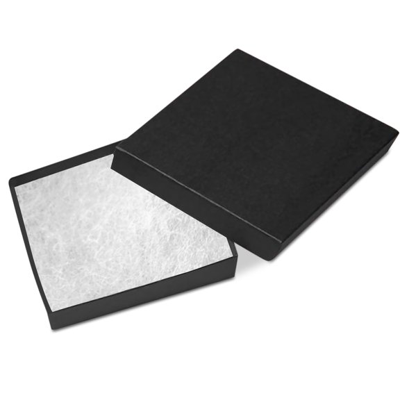 Novel Box 15 Pack Black Cardboard Cotton Filled Jewelry Gift Boxes 3.5x3.5x0.87 Inches with Lids