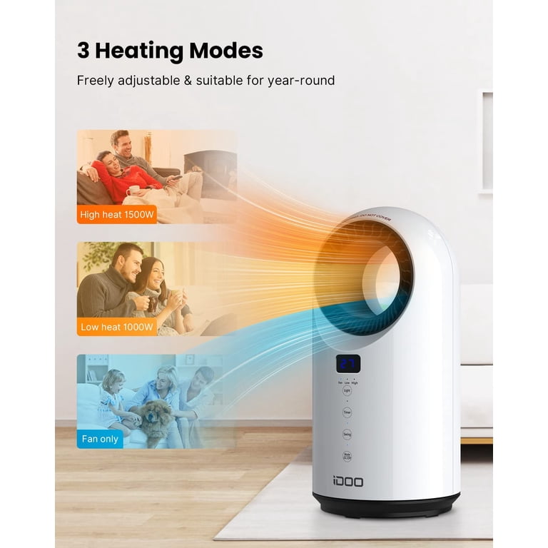 iDOO Electric Ceramic Space Heaters for Office Desk Indoor Large Room 300  sq.ft, White - Walmart.com