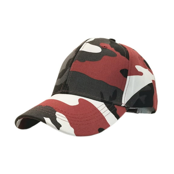 Meresysid Unisex Classic Men's And Women's Winter Printed Baseball Caps Unisex Adjustable Camouflage Sunshade Cap Red
