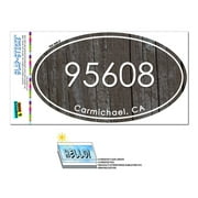 95608 Carmichael, CA - Wood Design - Oval Zip Code Sticker