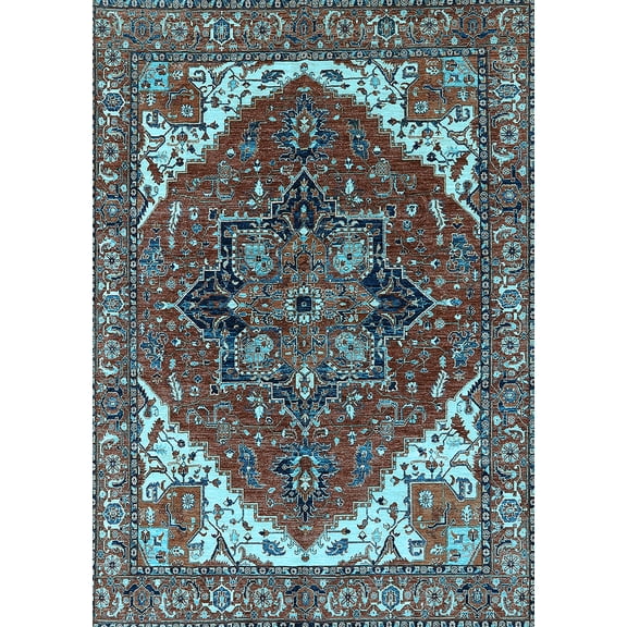 Ahgly Company Indoor Rectangle Persian Light Blue Traditional Area Rugs, 5' x 7'