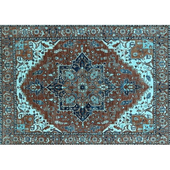 Ahgly Company Indoor Rectangle Persian Light Blue Traditional Area Rugs, 3' x 5'