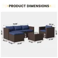 thumbnail image 7 of POTEBAN 7-Piece Outdoor Conversation Set,All-Weather Rattan Wicker Outdoor Patio Furniture Set with Ottoman, Single Chair, Cushions & Glass Table for Garden & Backyard,Navy Blue, 7 of 7