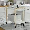 thumbnail image 2 of Martha Stewart Liam 2-Tier Mobile Office Storage Cart, White/Polished Brass, 2 of 13