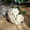 thumbnail image 2 of Ramo de rosas artificiales blancas con jarrón, ramo de peonía rosa de seda falsa con tarro de vidrio, cuerda para el hogar, propuesta de boda, decoración del hogar y el mejor regalo (blanco),Blanco, 2 of 7