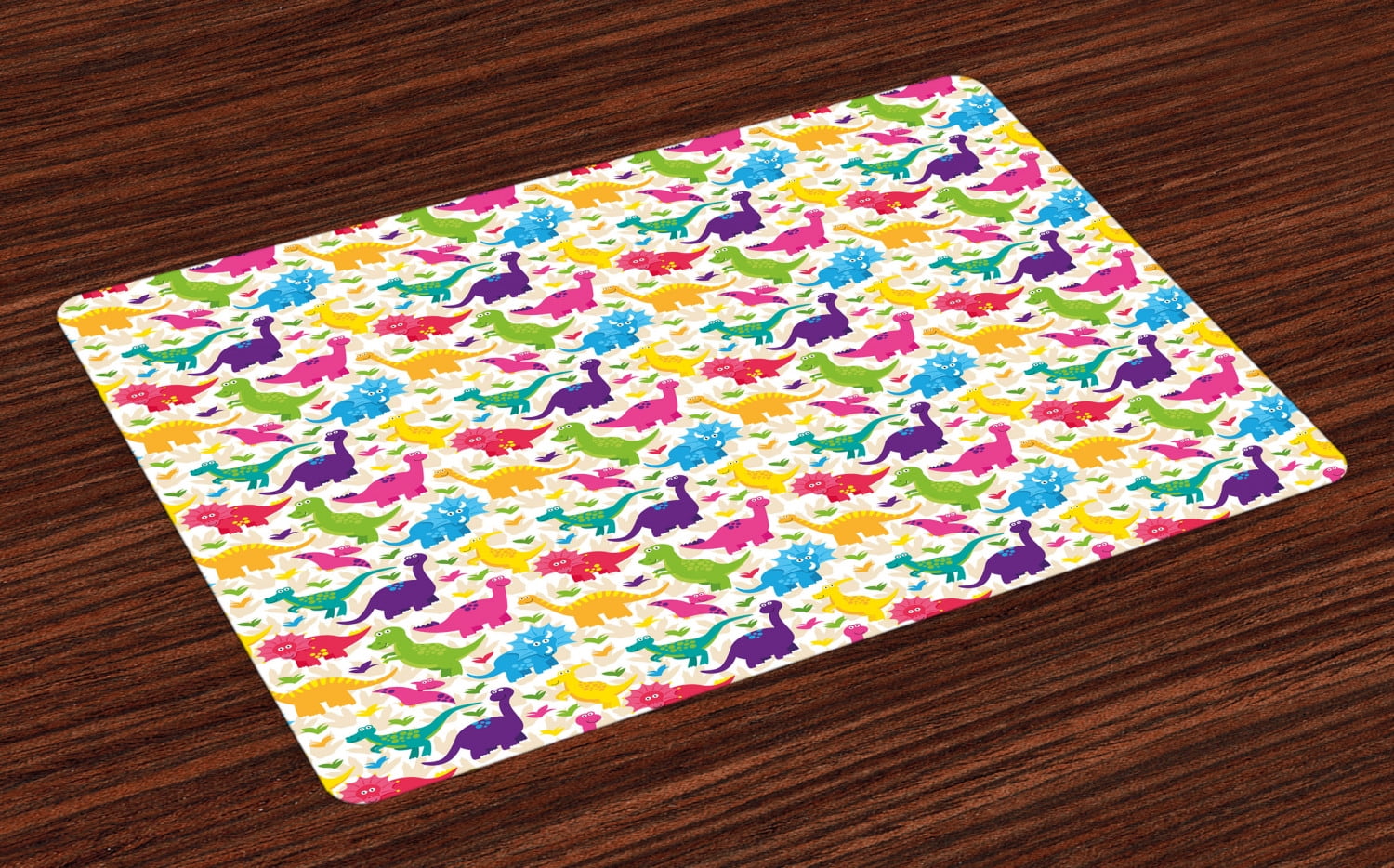 Kids Placemats Set of 4 Cute Dinosaurs Pattern Baby Childish Playroom Nursery Toddler Wild