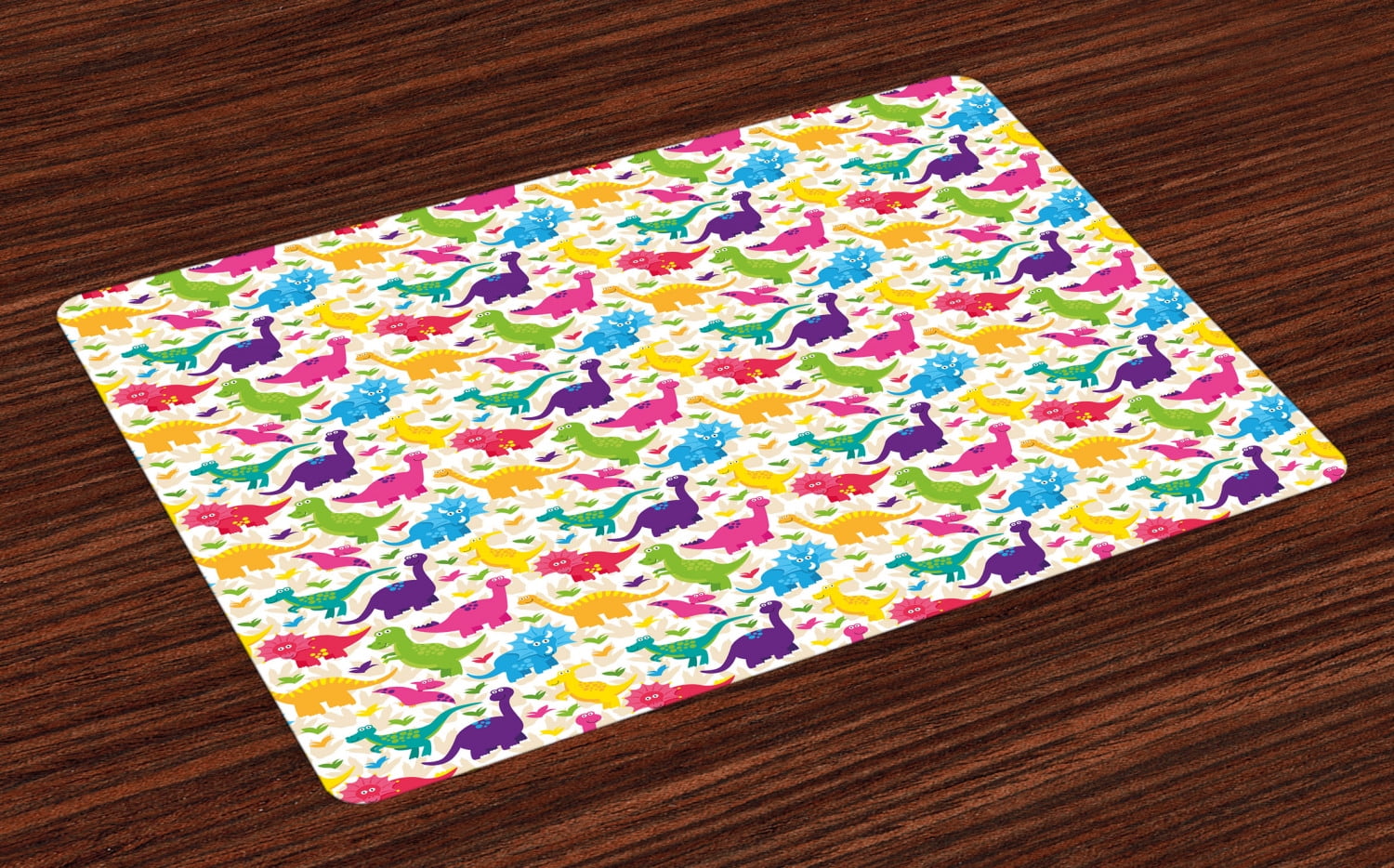 Kids Placemats Set of 4 Cute Dinosaurs Pattern Baby Childish Playroom ...