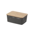 thumbnail image 2 of Plastic Woven Storage Basket with Lid, Stackable Ventilated Organizer Bin for Toys, Books, Closet Shelves, Drawers, Desk & Office, 2 of 4
