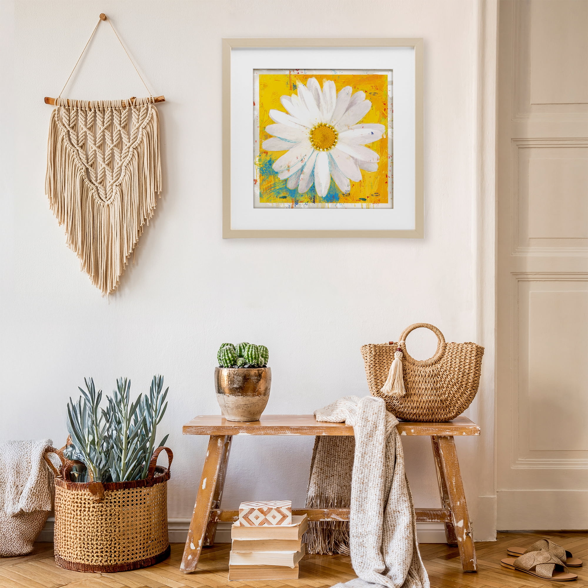 Stupell Industries Violet's Daisy on Yellow Birch Framed Print Under Glass, design by Porter Hastings