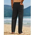 thumbnail image 6 of COOFANDY Men's Linen Pants Casual Loose Fit Beach Summer Yoga Pants Lightweight Drawstring Linen Trousers, 6 of 9