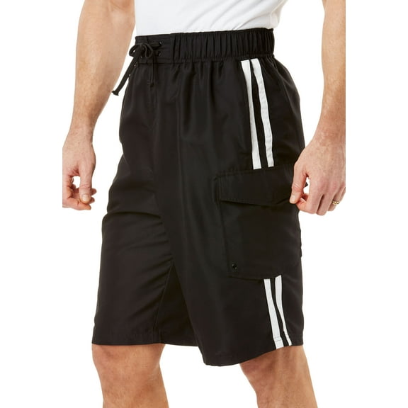 KingSize Men's Big & Tall 10" Double Stripe Swim Board Shorts