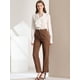 thumbnail image 3 of INSPIRE CHIC Pantalones a cuadros casuales para mujer, bolsillos, pierna recta, trabajo, oficina, pantalones Marrón oscuro negro XL, 3 of 6
