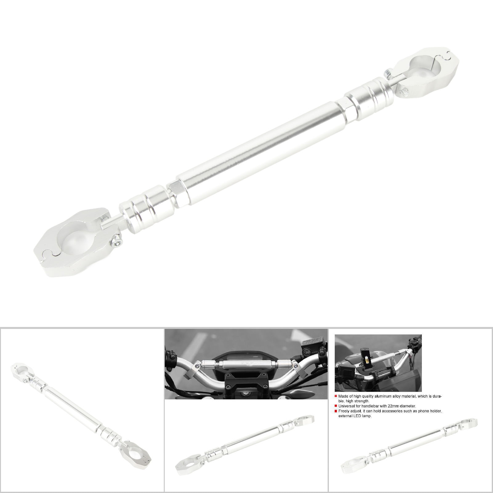 Barre De Poignée Universelle 22mm 7/8 "pour Moto En Alliage D'aluminium Rétro Noir Guidon De Moto Scooter Barres Vintage Moteur Barre De Moto