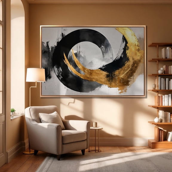 Abstract Gold and Black Wall Art Modern Minimalist Print Luxury Wall Decor Contemporary Artwork Ready to Hang Gift Poster Decor, Size 8x12 UNFFRAMED F03.1.8l2629