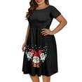 thumbnail image 4 of SCRAWLGOD Santa Claus Christmas Time Dress for Women with Short Sleeves Midi Dresses for Women Casual A Line Breathable Women's Dresses Casual with Wide Neck for Holidays Size XS, 4 of 7