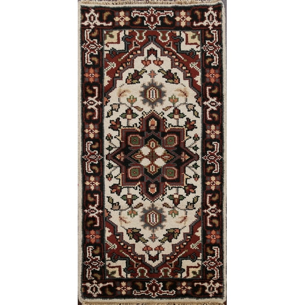 Traditional Geometric Oriental Ivory Area Rug Hand Knotted Wool Carpet 2x4 Walmart Com Walmart Com
