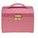 thumbnail image 1 of Caja organizadora de almacenamiento de joyas de tres capas, vitrina de PU para pendientes y collares (rojo sandía), 1 of 2