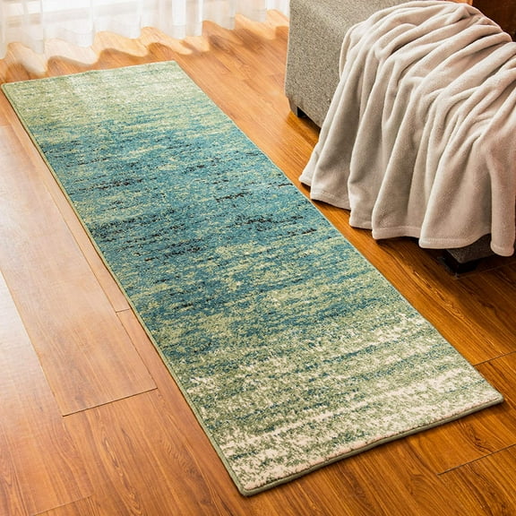 "Subrtex Modern Area Rugs Soft Anti-Stain Durable Carpets (2'×6',Blue White)"