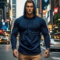thumbnail image 2 of Zylarhe Men's Hoodie Sweatshirt Long Sleeves Fashion Knit Pullover With Pockets Mens Hoodies Sweatshirts, 2 of 7