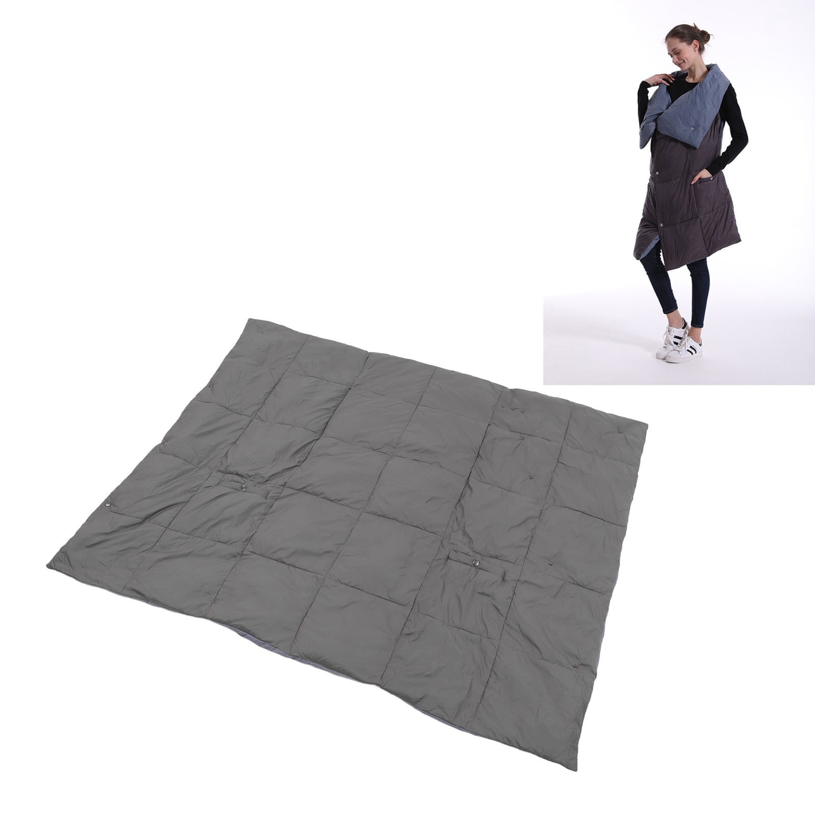 BIMZUC USB Heated Blanket Dark Grey 3 Temp Modes 52x43 inches / 132x109 cm Soft Chinlon Portable Electric Throw Blanket Heated Shawl for Winter Naps Home Office Car Use