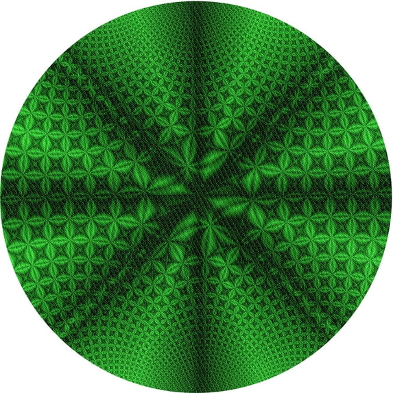 Ahgly Company Machine Washable Indoor Round Transitional Deep Emerald Green Area Rugs, 7' Round