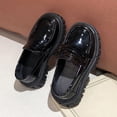 thumbnail image 4 of Girls Platform Loafers Slip On Chunky Shoes with Non-Slip Sole Round Toe School Uniform Dress Shoes Dark Gray 28, 4 of 6