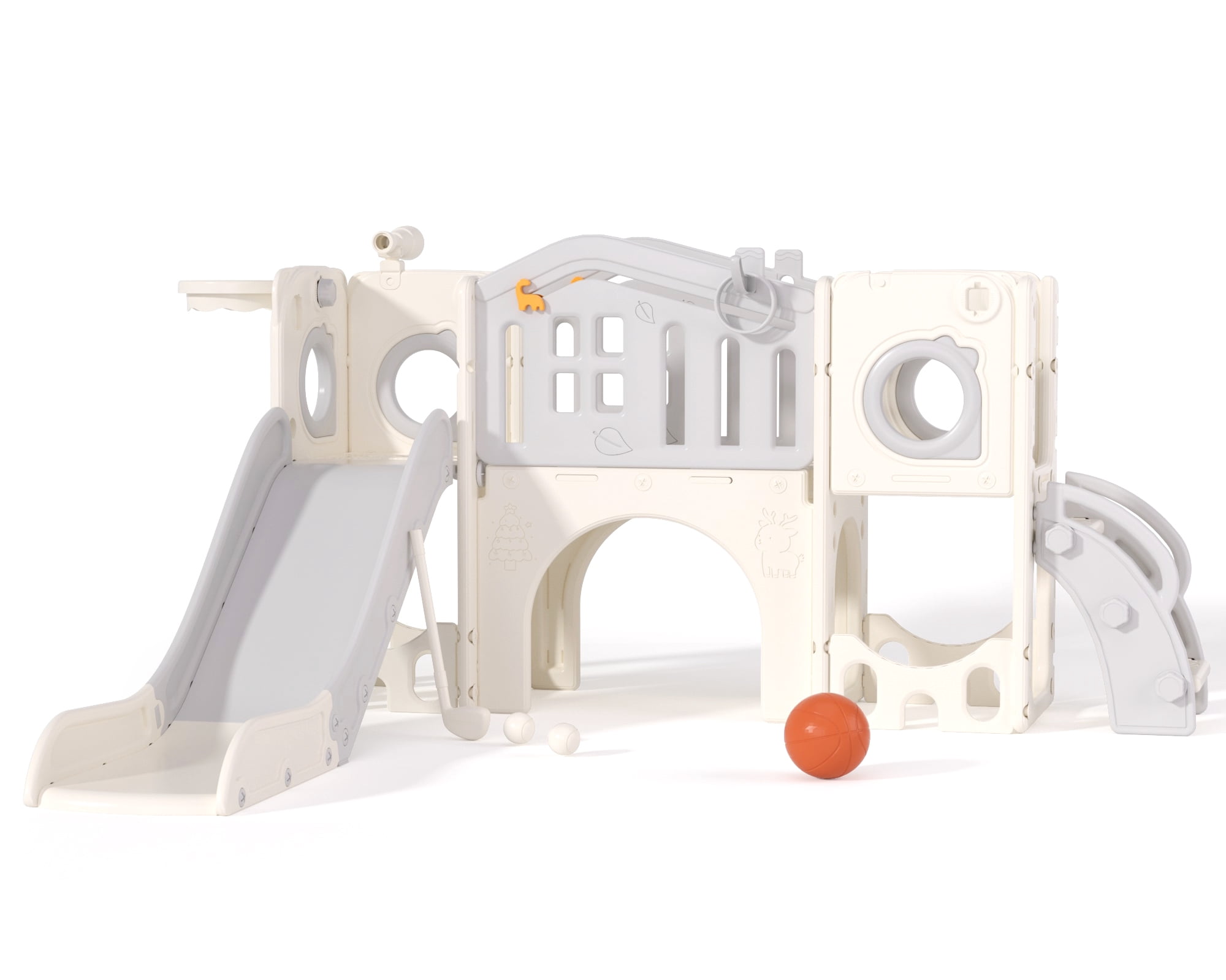 XJD 11 in 1 Toddler Slide PlaySet for kids indoor/outdoor for Toddlers Age 1-3, Gray