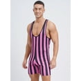 thumbnail image 5 of YIZYIF Mens One Piece Swimsuit Stripes Print Water Sports Speed Dry Surfing Bodysuit Hot Pink S, 5 of 7