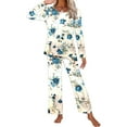thumbnail image 4 of Kiplyki Fall Home Trends Women's Pajama Printing Round Neck Short Sleeve Sleepshirt and Pants Sets Loungewear Pajamas With Pockets, 4 of 6
