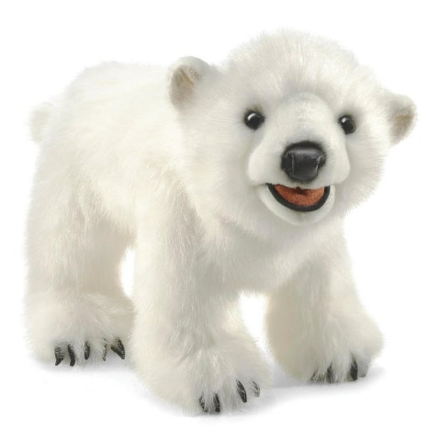 Marioneta de mano Folkmanis con forma de oso polar, modelo 3041, color blanco