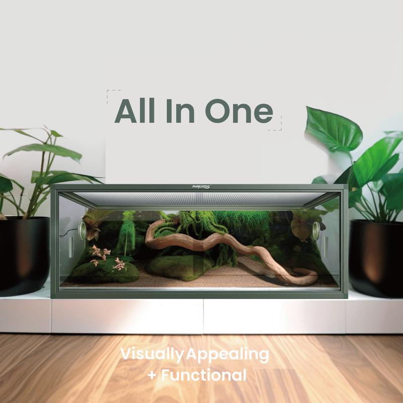 Phailozoo 85 Gallon Glass Reptile Terrarium, 48x24x18, Front Openings, Leakproof Bottom, Top Screen Ventilation