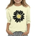 thumbnail image 2 of Kids Girls T Shirts Floral Daisy Graphic Long Sleeve Crewneck Pullover Cute Casual Blouses Tops Beige 130, 2 of 5