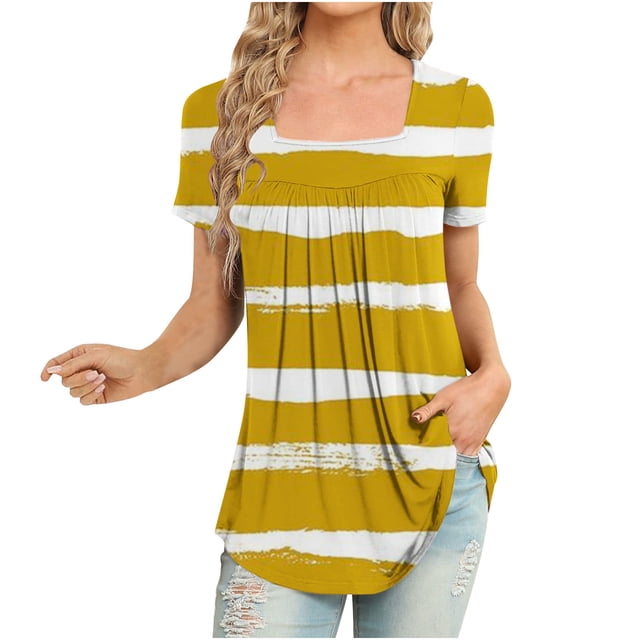 Jgppe Tunique d'Été pour Femmes Blouse Habillée Décontractée Manches Courtes T-Shirts Amples pour Dames