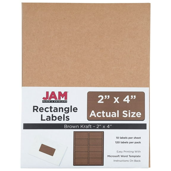 JAM Paper Shipping Address Labels, Standard Mailing, 2" x 4", Brown Kraft, 120 per Pack